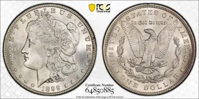 SCARCE PCGS CERTIFIED 1899 MS65 MORGAN SILVER DOLLAR AS PICTURED. (COIN#2).