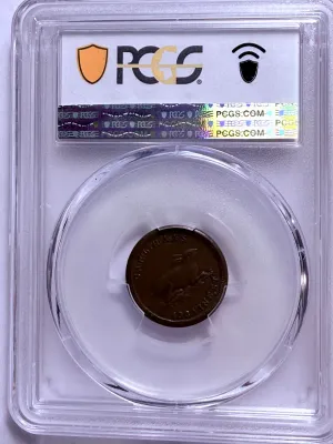 PCGS SCARCE POP-1 FOR 15A CERTIFIED 1863 AU58 CINCINNATI CARL HAAS RABBIT TOKEN (F-165BJ-15A) R-4/R-5 RARITY AS PICTURED.
