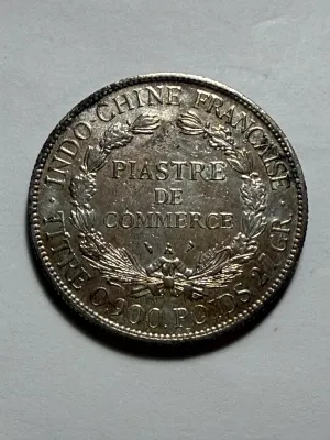 French Indochina 1906-A Circulated/Cleaned 1 Piastre de Commerce Silver Trade Coin 27.2 Grams (Coin-21R) as Pictured.
