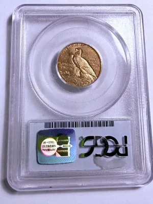 PCGS CERTIFIED 1909-D MS62 $5 INDIAN GOLD COIN AS PICTURED.