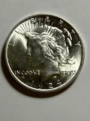 1924-P UNCIRCULATED CONDITION PEACE SILVER DOLLAR COIN-93A AS PICTURED.