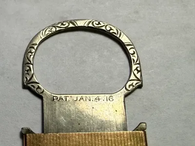 ENGRAVED ART DECO ERA STERLING & 14K SOLID GOLD CIGAR CUTTER PREOWNED FROM AN ESTATE USED AS PICTURED.