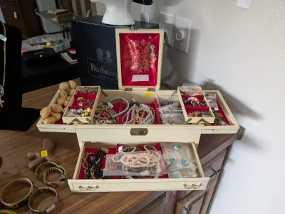 Vintage costume jewelry and vintage jewelry box