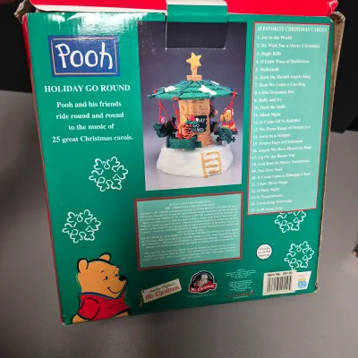 LOT 39B: Vintage Pooh Mr. Christmas Holiday Go Round & Ceramic Lighted Tigger's House with Figurines