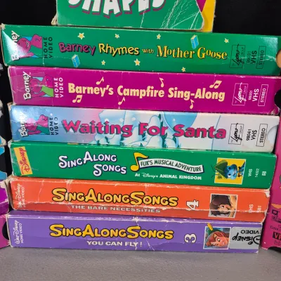 LOT 29B: Collection of Children's Educational VHS Tapes-Barney, Sesame Street, Sing Along Songs & More