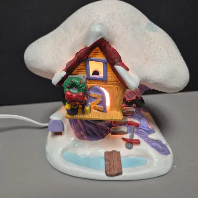 LOT 39B: Vintage Pooh Mr. Christmas Holiday Go Round & Ceramic Lighted Tigger's House with Figurines