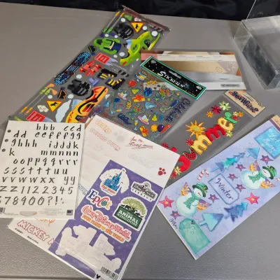 LOT 26B: HUGE Scrapbooking Collection with Stickers, Decals, Memory Frames, Page Accents & More