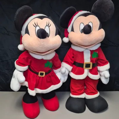 LOT 188B: Plush Mickey & Minnie Christmas Porch Greeters