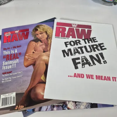 LOT 191Z: Vintage WWF Collection-Chris Jericho Autographs, Raw Magazines, Big Show Action Figure & More