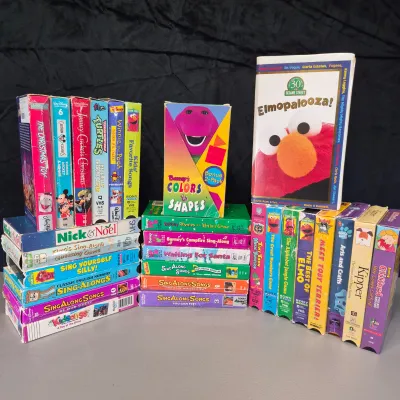 LOT 29B: Collection of Children's Educational VHS Tapes-Barney, Sesame Street, Sing Along Songs & More