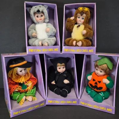 LOT 182B: Collection of Halloween Costume Porcelain Dolls