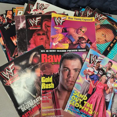LOT 33B: Large Collection of WWF Magazines from Late 90s-Early 2000s