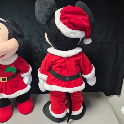LOT 188B: Plush Mickey & Minnie Christmas Porch Greeters