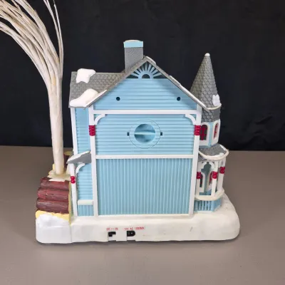 LOT 55B: Musical Ceramic Ferris Wheel & Holiday Lighted Fiber Optic Plastic House in Original boxes from Avon