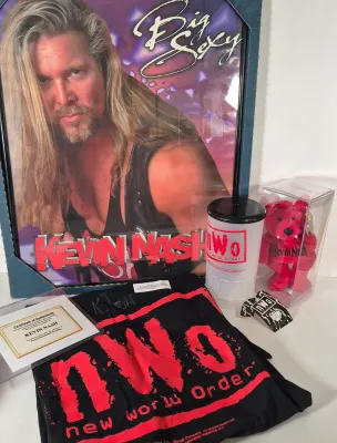 LOT 190Z: WWF Kevin Nash/NWO Collection with Signed Unworn T-shirt with COA