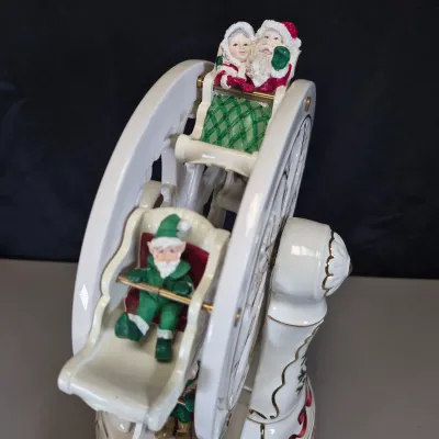 LOT 55B: Musical Ceramic Ferris Wheel & Holiday Lighted Fiber Optic Plastic House in Original boxes from Avon