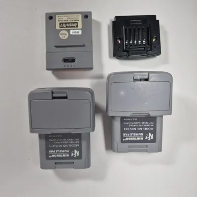 LOT 197Z: Nintendo 64 Console, Controllers, Rumble Packs, Memory Cards in Rolling Storage Cart