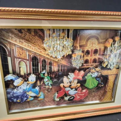 LOT 30B: Mickey and Friends Ballroom 3D Shadowbox Art & "Happiest Celebration on Earth" Special Edition Print with COA