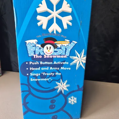 LOT 40B: Vintage Animated Holiday Decor- Mel Box Talking Mailbox, Singing Frosty the Snowman & Color Changing Snowman