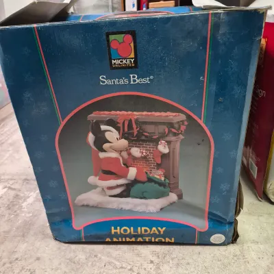 LOT 7B: "Santa Stop Here" 5-Ft Fiber Optic Sign & Mickey Holiday Animation