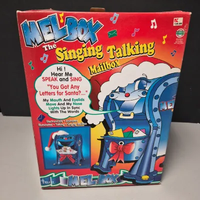 LOT 40B: Vintage Animated Holiday Decor- Mel Box Talking Mailbox, Singing Frosty the Snowman & Color Changing Snowman