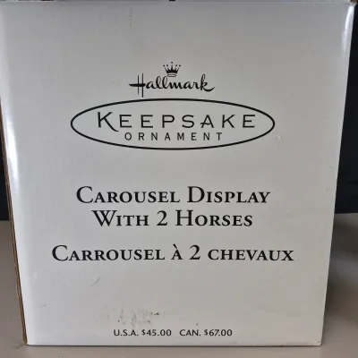 LOT 3B Hallmark Carousel Animated Display with 2 Horses, Lion, Giraffe & Polar Bear-Never Used