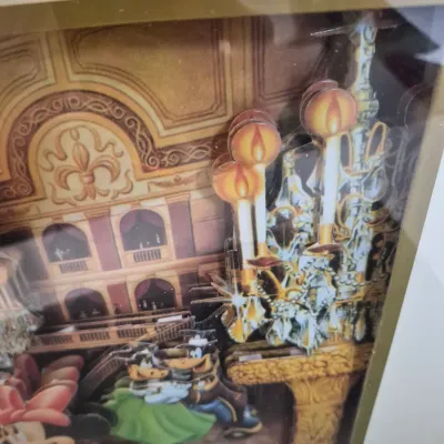 LOT 30B: Mickey and Friends Ballroom 3D Shadowbox Art & "Happiest Celebration on Earth" Special Edition Print with COA
