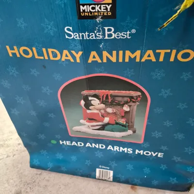 LOT 7B: "Santa Stop Here" 5-Ft Fiber Optic Sign & Mickey Holiday Animation