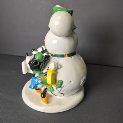 LOT 53B: Mickey Light-Up Porcelain Village (NIB) & Mickey Snowman Light-Up Figurine