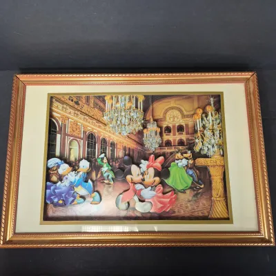 LOT 30B: Mickey and Friends Ballroom 3D Shadowbox Art & "Happiest Celebration on Earth" Special Edition Print with COA
