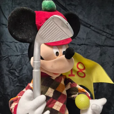 LOT 42B: Golf Mickey Holiday Animation, Animated Snowglobe (NIB) & Mickey Tree Topper (NIB)