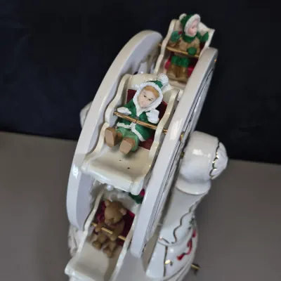 LOT 55B: Musical Ceramic Ferris Wheel & Holiday Lighted Fiber Optic Plastic House in Original boxes from Avon