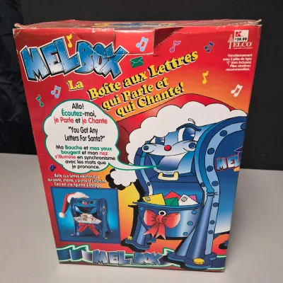 LOT 40B: Vintage Animated Holiday Decor- Mel Box Talking Mailbox, Singing Frosty the Snowman & Color Changing Snowman