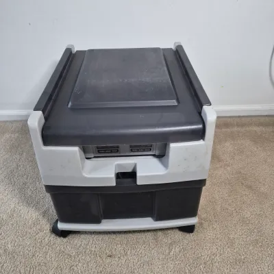 LOT 199Z: Sony Play Station Console, 4 Controllers, Memory Cards in Rolling Storage Cart