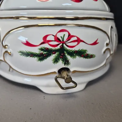 LOT 55B: Musical Ceramic Ferris Wheel & Holiday Lighted Fiber Optic Plastic House in Original boxes from Avon