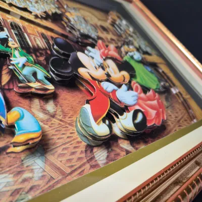 LOT 30B: Mickey and Friends Ballroom 3D Shadowbox Art & "Happiest Celebration on Earth" Special Edition Print with COA