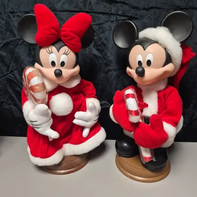 LOT 44B: Two Sets of Mickey & Minnie Holiday Animated Standees