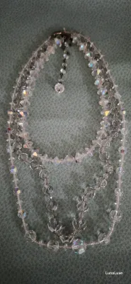 Sale Photo Thumbnail #101: Set 3 Vintage Rhinestone Necklaces & Rhinestone Earrings 
> Necklaces are all different styles: 6" / 9" / 10"
> all have three different clasps
> round earrings are 1/2" d...clip backs