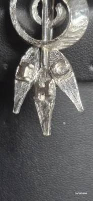 Sale Photo Thumbnail #74: G - Clef BROOCH in pewter w/ IHC logo 
> 3" brooch, IHC letter {cannot identify}
> pin perfect....great for family musician