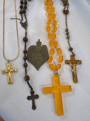 Sale Photo Thumbnail #85: Rosaries, cross necklace & pendant