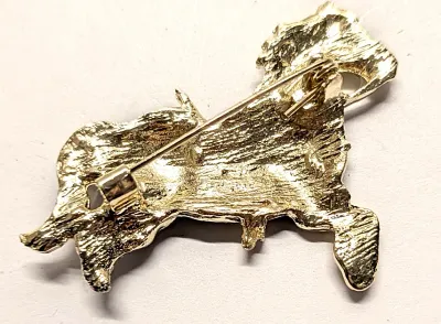 **NEW ARRIVAL** Ceramic-Style Jeweled BLACK HORSE & WHITE SADDLE BROOCH (1¾" x 1¼") on a Gold Tone Setting