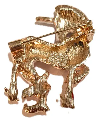 **NEW ARRIVAL** Small Enameled RED & WHITE UNICORN BROOCH (1½" x 1¼") with Jeweled Mane and Gold Colored Horn & Feet on...