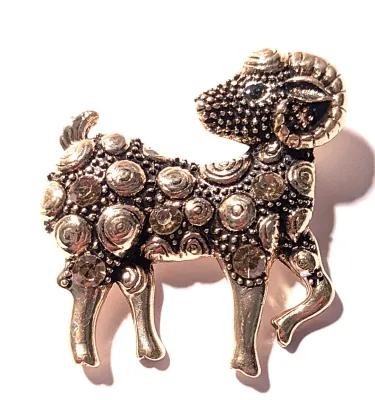 **NEW ARRIVAL** All GOLD COLORED "RAMSHORN" BROOCH (1½" x 1¾") with Dots & Swirls Body a Gold Tone Setting