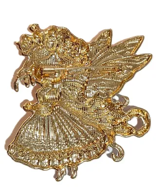 **NEW ARRIVAL** Ceramic PINK & BLUE "LITTLE GIRL ANGEL" BROOCH (2¼" x 2¼") with Jeweled Wings and Skirt Accent...