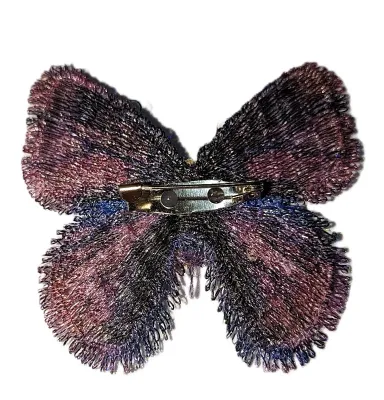 **NEW ARRIVAL** Delicate MAGENTA & BLACK "SOFT WING" BUTTERFLY BROOCH (2" x 2") with "Cloth" Wings and...