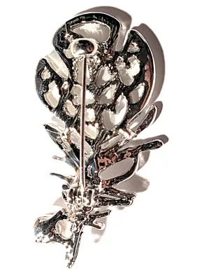 **NEW ARRIVAL** Acrylic Mother-of-Pearl Style "SPLIT PETALS FLOWER" BROOCH (2" x 1") with Single Faux Pearl, Clear...