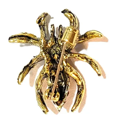 **NEW ARRIVAL** Jeweled PURPLE & IRIDESCENT STONES SPIDER BROOCH (1¼" x 1¼") with Purple Body on a "Brass" Tone...