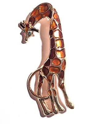 **NEW ARRIVAL** AMBER & GOLD GIRAFFE BROOCH (2¾" x 1") with Amber Body "Stones and Green Eyes, Gold Feet, Tail and...