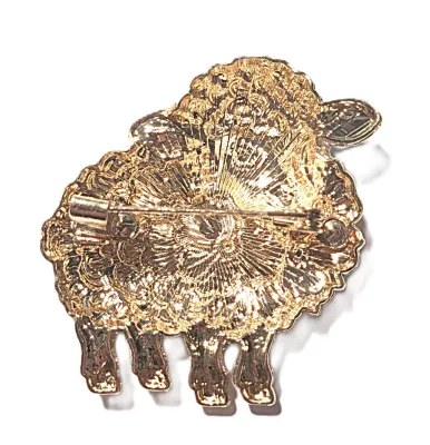 **NEW ARRIVAL** YELLOW Flowered "PUFFY SHEEP" BROOCH (1¾" x 1½") with Black Face and Gold Colored Feet on a Gold Tone...