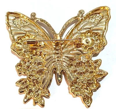 **NEW ARRIVAL** Ceramic SPLIT ORANGE & WHITE SKULL BUTTERFLY BROOCH (2" x 2") with 2 SKULLS on the Upper Wings, Iridescent...